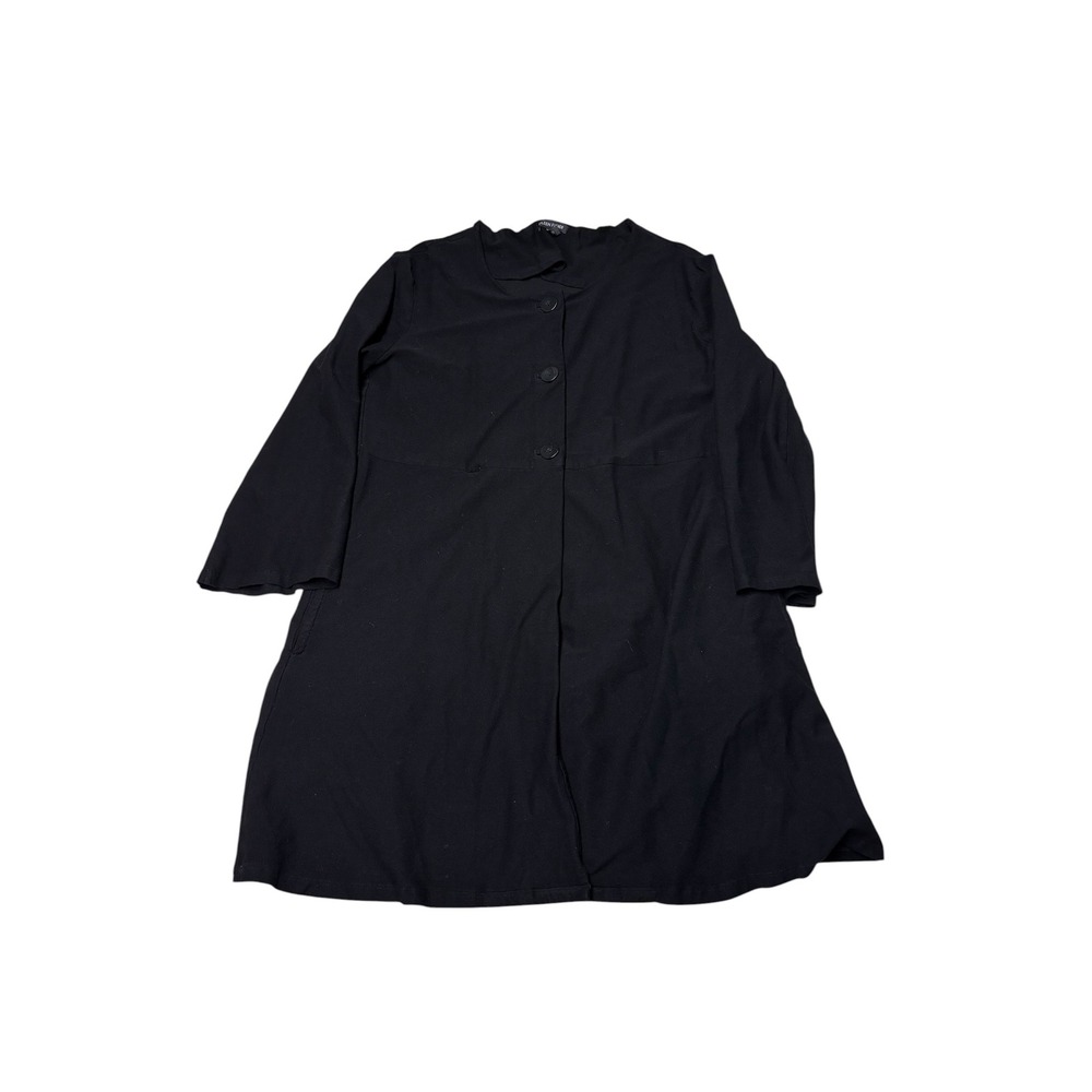 Eileen Fisher Black Stretch Crepe Longline Cardigan Jacket Women Size M Made USA